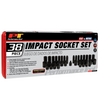 Performance Tool Impact Socket 1/2" & 3/8" Drive (SAE & MM) Set 38PK